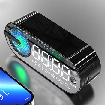 RGB TWS USB καθρέφτης LED Ασύρματο ηχείο Bluetooth Ήσυχο ψηφιακό ξυπνητήρι Ραδιόφωνο FM Μεγάλη οθόνη Υπνοδωμάτιο Σαλόνι Γραφείο