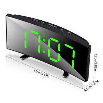Ψηφιακό Ξυπνητήρι USB Φόρτισης Καμπύλη Μεγάλη Οθόνη LED Ηλεκτρονικό Ψηφιακό Επιτραπέζιο Ρολόι Κρεβατοκάμαρα κομοδίνο χωρίς θόρυβο