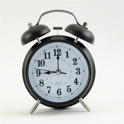Csendes elemmel működő Wake Up Vintage kvarc hálószoba éjszakai lámpa, analóg, nem ketyegő ébresztőóra, éjjeli ikercsengő WF925