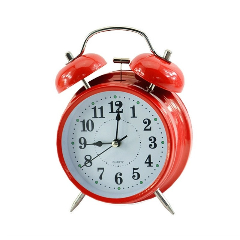 Csendes elemmel működő Wake Up Vintage kvarc hálószoba éjszakai lámpa, analóg, nem ketyegő ébresztőóra, éjjeli ikercsengő WF925