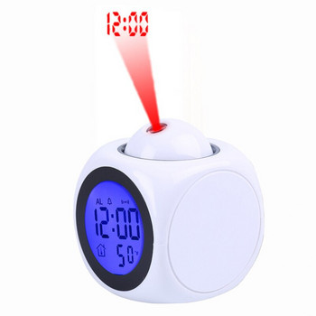 LED Ψηφιακό Ξυπνητήρι Προβολής Θερμόμετρο Επιτραπέζιο Ώρα Ημερομηνία Εμφάνιση Προβολέας Ημερολόγιο Τραπέζι φορτιστή USB Led Ρολόι