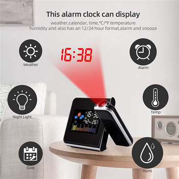 Ψηφιακό έξυπνο ξυπνητήρι LED Ηλεκτρονικά ρολόγια επιτραπέζιου υπολογιστή USB Ρολόι αφύπνισης αναβολής με προβολέα ώρας Ρολόι προβολής καιρού
