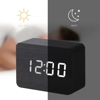 LED Ξύλινο Ξυπνητήρι Ρολόι Ρολόι Τραπέζι Φωνητικός Έλεγχος Ψηφιακός ξύλινος Despertador Ηλεκτρονικό Επιτραπέζιο Ρολόγια USB/AAA Τροφοδοτούμενο Τραπέζι