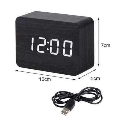 LED fa ébresztőóra óra asztali hangvezérlés digitális fa Despertador elektronikus asztali USB/AAA tápellátású órák asztali dekoráció
