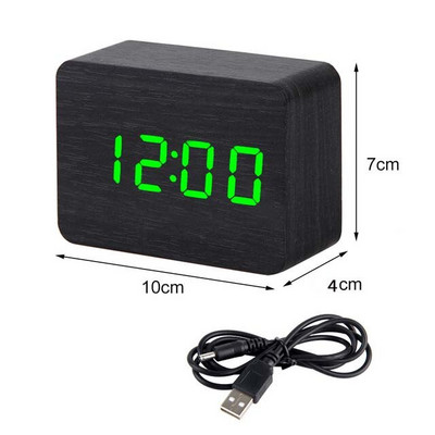 LED fa ébresztőóra óra asztali hangvezérlés digitális fa Despertador elektronikus asztali USB/AAA tápellátású órák asztali dekoráció