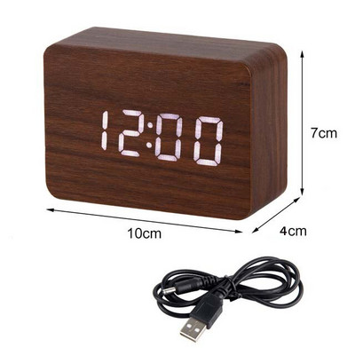 LED fa ébresztőóra óra asztali hangvezérlés digitális fa Despertador elektronikus asztali USB/AAA tápellátású órák asztali dekoráció