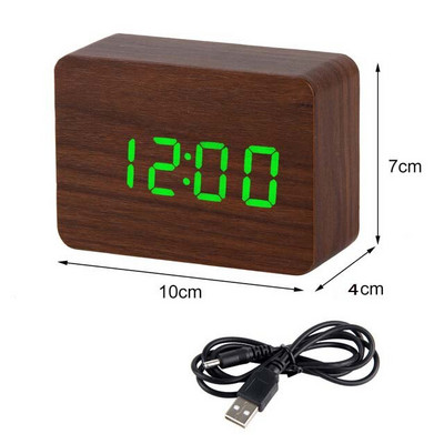LED fa ébresztőóra óra asztali hangvezérlés digitális fa Despertador elektronikus asztali USB/AAA tápellátású órák asztali dekoráció