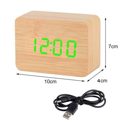LED fa ébresztőóra óra asztali hangvezérlés digitális fa Despertador elektronikus asztali USB/AAA tápellátású órák asztali dekoráció