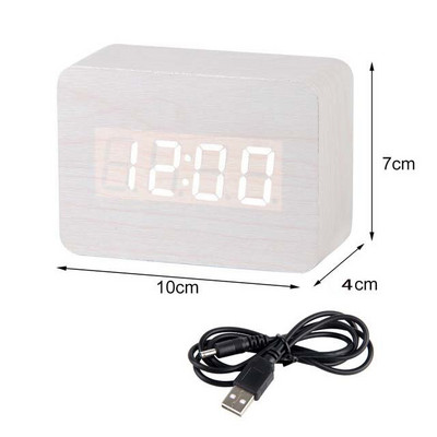LED fa ébresztőóra óra asztali hangvezérlés digitális fa Despertador elektronikus asztali USB/AAA tápellátású órák asztali dekoráció