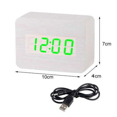 LED fa ébresztőóra óra asztali hangvezérlés digitális fa Despertador elektronikus asztali USB/AAA tápellátású órák asztali dekoráció