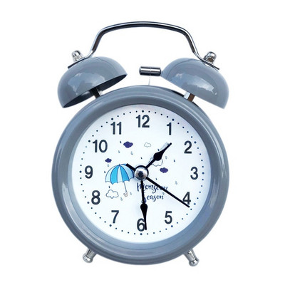 Ceas cu alarmă retro cu clopoțel dublu, cu cheie mecanică, cu indicator silențios, ceas cu alarmă, lumină de noapte