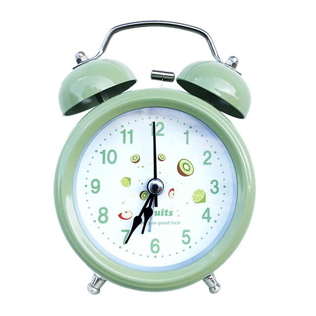 Ceas cu alarmă retro cu clopoțel dublu, cu cheie mecanică, cu indicator silențios, ceas cu alarmă, lumină de noapte