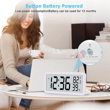 Ψηφιακό Ξυπνητήρι, Επιτραπέζιο Ρολόι, Ηλεκτρονικό Ρολόι LCD με μπαταρία Διακοσμήσεις για Γραφείο Κουζίνας Υπνοδωματίου