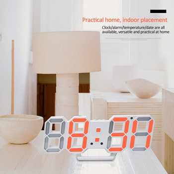 Ψηφιακό ρολόι τοίχου 3D Ξυπνητήρι LED Ηλεκτρονικά επιτραπέζια ρολόγια με οθόνη μεγάλης θερμοκρασίας 12/24 ωρών