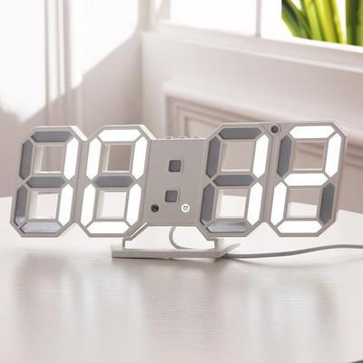 Digitális falióra 3D LED ébresztőóra Elektronikus asztali órák nagy hőmérsékletű, 12/24 órás kijelzővel