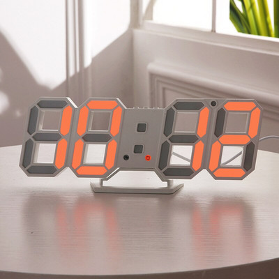 Digitális falióra 3D LED ébresztőóra Elektronikus asztali órák nagy hőmérsékletű, 12/24 órás kijelzővel