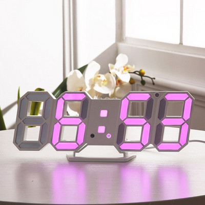 Digitális falióra 3D LED ébresztőóra Elektronikus asztali órák nagy hőmérsékletű, 12/24 órás kijelzővel