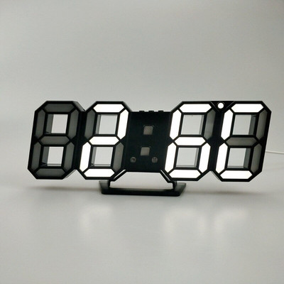 Digitális falióra 3D LED ébresztőóra Elektronikus asztali órák nagy hőmérsékletű, 12/24 órás kijelzővel