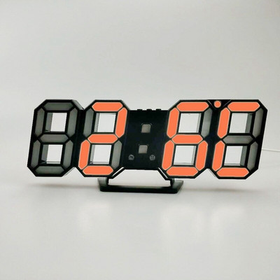 Digitális falióra 3D LED ébresztőóra Elektronikus asztali órák nagy hőmérsékletű, 12/24 órás kijelzővel