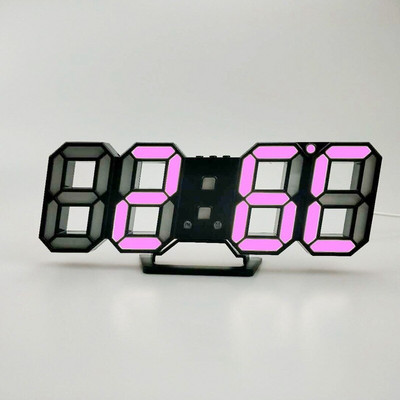 Digitális falióra 3D LED ébresztőóra Elektronikus asztali órák nagy hőmérsékletű, 12/24 órás kijelzővel