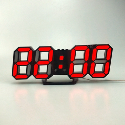 Digitális falióra 3D LED ébresztőóra Elektronikus asztali órák nagy hőmérsékletű, 12/24 órás kijelzővel