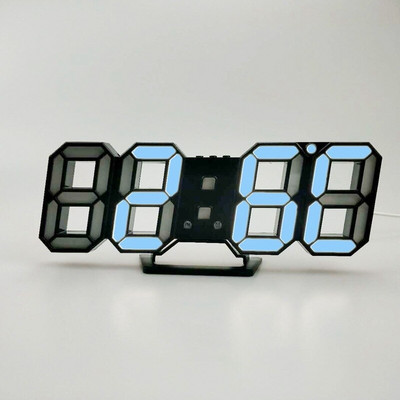 Digitális falióra 3D LED ébresztőóra Elektronikus asztali órák nagy hőmérsékletű, 12/24 órás kijelzővel