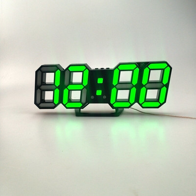 Digitális falióra 3D LED ébresztőóra Elektronikus asztali órák nagy hőmérsékletű, 12/24 órás kijelzővel