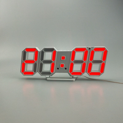 Digitális falióra 3D LED ébresztőóra Elektronikus asztali órák nagy hőmérsékletű, 12/24 órás kijelzővel