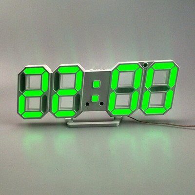 Digitális falióra 3D LED ébresztőóra Elektronikus asztali órák nagy hőmérsékletű, 12/24 órás kijelzővel