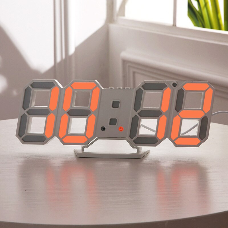 Digitális falióra 3D LED ébresztőóra Elektronikus asztali órák nagy hőmérsékletű, 12/24 órás kijelzővel