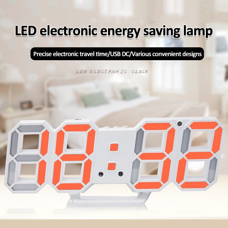 Digitális falióra 3D LED ébresztőóra Elektronikus asztali órák nagy hőmérsékletű, 12/24 órás kijelzővel