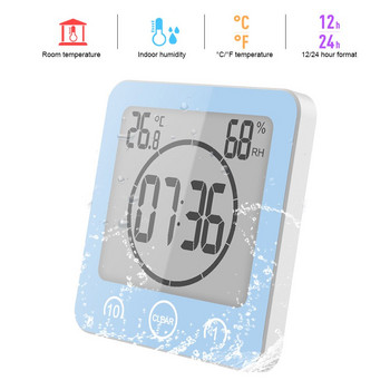 Ψηφιακά Ρολόγια Μπάνιου Θερμόμετρο Υγρόμετρο Βεντούζα LCD Αδιάβροχα Ρολόγια ντους Θερμοκρασία Μετρητής υγρασίας Ξυπνητήρι