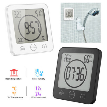 Ψηφιακά Ρολόγια Μπάνιου Θερμόμετρο Υγρόμετρο Βεντούζα LCD Αδιάβροχα Ρολόγια ντους Θερμοκρασία Μετρητής υγρασίας Ξυπνητήρι