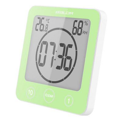 Digitális fürdőszobai órák Hőmérő Higrométer LCD tapadókorong Vízálló zuhanyórák Hőmérséklet Páratartalom mérő Ébresztőóra