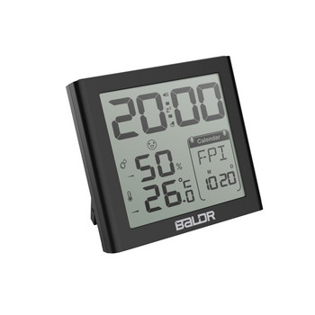 Ψηφιακό ρολόι Baldr Alarm Snooze Τραπέζι Ημερολόγιο Ρολόι Χρονοδιακόπτης εσωτερικού χώρου Αισθητήρας υγρασίας Υπνοδωμάτιο τοίχου LCD Οπίσθιος φωτισμός Θερμόμετρο Ρολόι