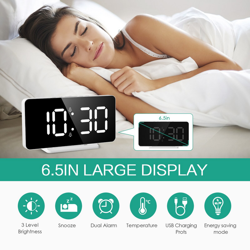 ORIA LED digitális intelligens ébresztőóra óra asztali elektronikus asztali órák USB ébresztőóra szundi USB ébresztő lakberendezés