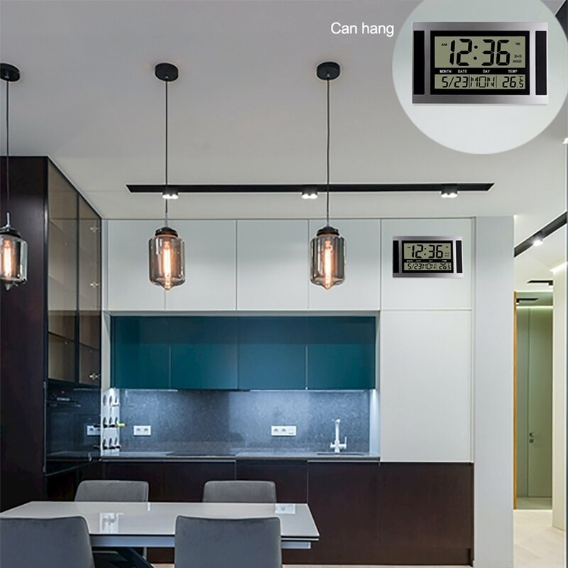 Digitalni zidni sat LCD Veliki broj Vrijeme Temperatura Kalendar Alarm Stolni Stolni sat Moderan dizajn Ured Dom