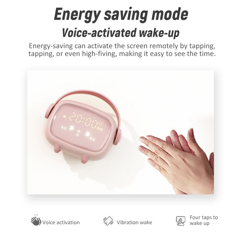 Ceas cu alarmă cu lumină de noapte drăguță, cu temporizare, cu numărătoare inversă, cu LED, cu ceas cu alarmă inteligent pentru copii, lumină de noapte pentru decorarea interioară