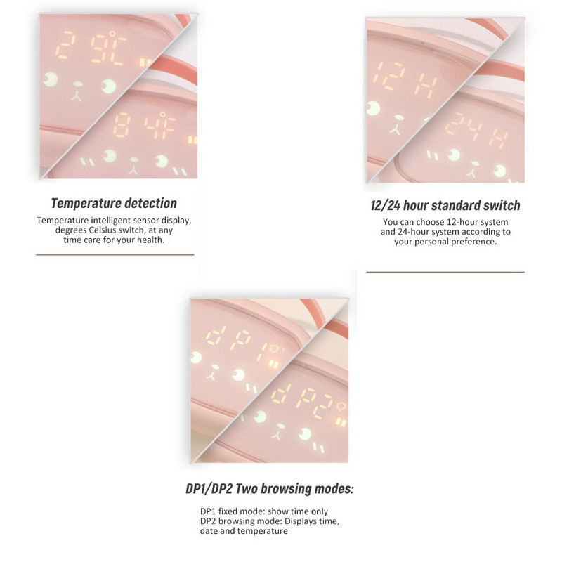 Ceas cu alarmă cu lumină de noapte drăguță, cu temporizare, cu numărătoare inversă, cu LED, cu ceas cu alarmă inteligent pentru copii, lumină de noapte pentru decorarea interioară