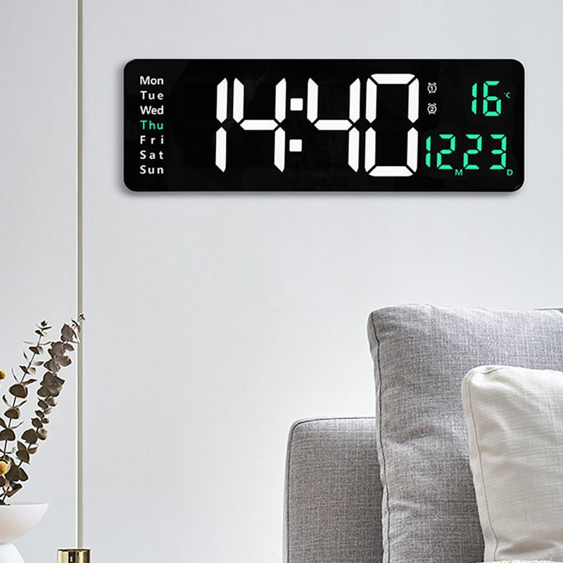 Digitális LED-es ébresztőóra Szundi Hőmérséklet Dátum Kijelző Nappali Órák Szoba Stílus Dekoráció Nordic Strip asztali fal Kezdőlap LED P4E9