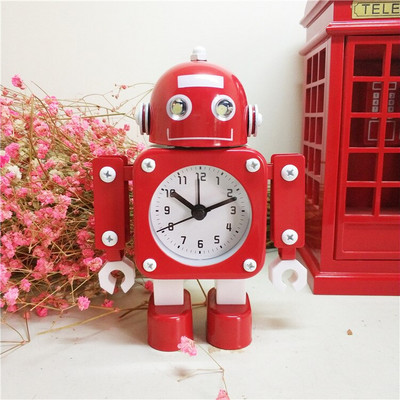 Kreatív gyerekek Rajzfilm Robot ébresztőórák Diák személyes némító fém készítés asztali ébresztőórák gyerekeknek karácsonyi ajándék