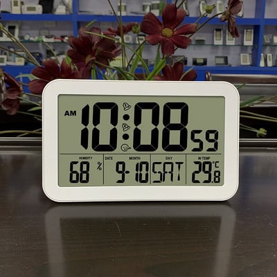 Többfunkciós digitális ébresztőóra Nagy LCD kijelző hőmérővel, nedvességmérővel falióra