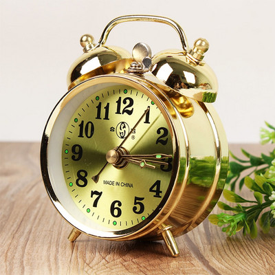 Ретро златен механичен будилник Винтидж ръчен навиващ се метален настолен часовник с дрямка Декорация на дома
