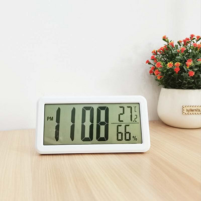 Ceas digital Birou Memento alarmă Termometru Higrometru Ecran LCD cu suport pliabil și orificiu pentru agățat pe perete