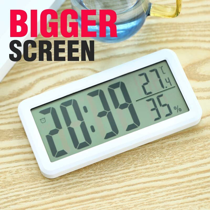 Ceas digital Birou Memento alarmă Termometru Higrometru Ecran LCD cu suport pliabil și orificiu pentru agățat pe perete