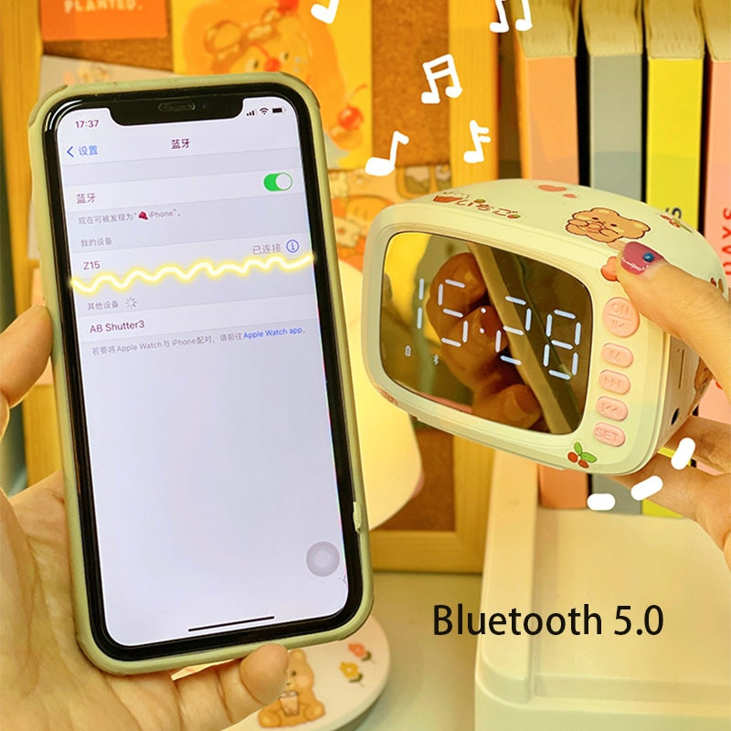 Asztali dekoráció Óra Hangszóró TV Vezeték nélküli Bluetooth Hangszóró Töltés Mélynyomó Ébresztőóra Asztali Kawaii Dekoráció aranyos dekoráció