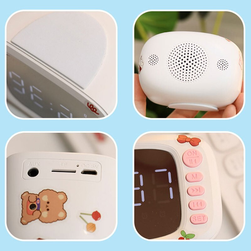 Asztali dekoráció Óra Hangszóró TV Vezeték nélküli Bluetooth Hangszóró Töltés Mélynyomó Ébresztőóra Asztali Kawaii Dekoráció aranyos dekoráció