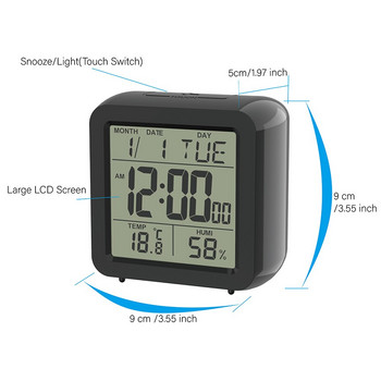 Ηλεκτρονικό Επιτραπέζιο Ημερολόγιο Ξυπνητήρι Snooze με μεγάλο ψηφιακό κομοδίνο Μπαταρία που λειτουργεί με θερμόμετρο υγρόμετρο