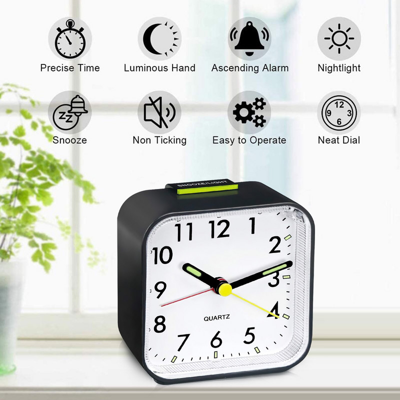 Mini ceasuri cu alarmă creative, cu funcție de amânare, ceasuri de noptieră, cu lumină de noapte, pentru copii, drăguț, luminos, pentru birou, dormitor