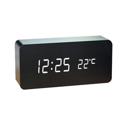 Ébresztőóra LED fa karóra Hangvezérlés digitális Wood Despertador USB/AAA tápellátású elektronikus asztali óra